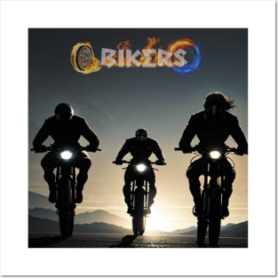 Bikers at sunset Posters and Art